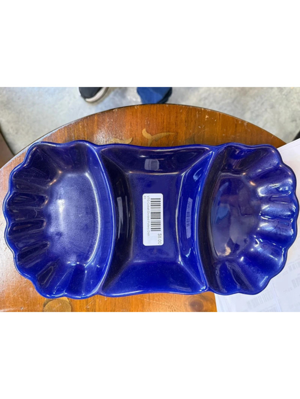 Cobalt blue divided serving dish